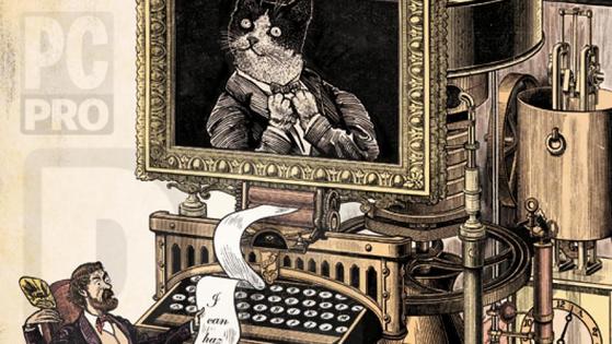 A Victorian computer with a picture of a cat