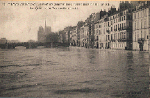 The Quai de la Tournelle under water.  Click for more